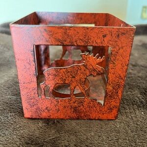 Rustic Moose and Pine Tree Candle Holder